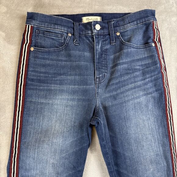 Madewell Womens Jeans Size 29 Blue Denim Ribbon Tux Stripe Stovepipe Ankle - Picture 2 of 9